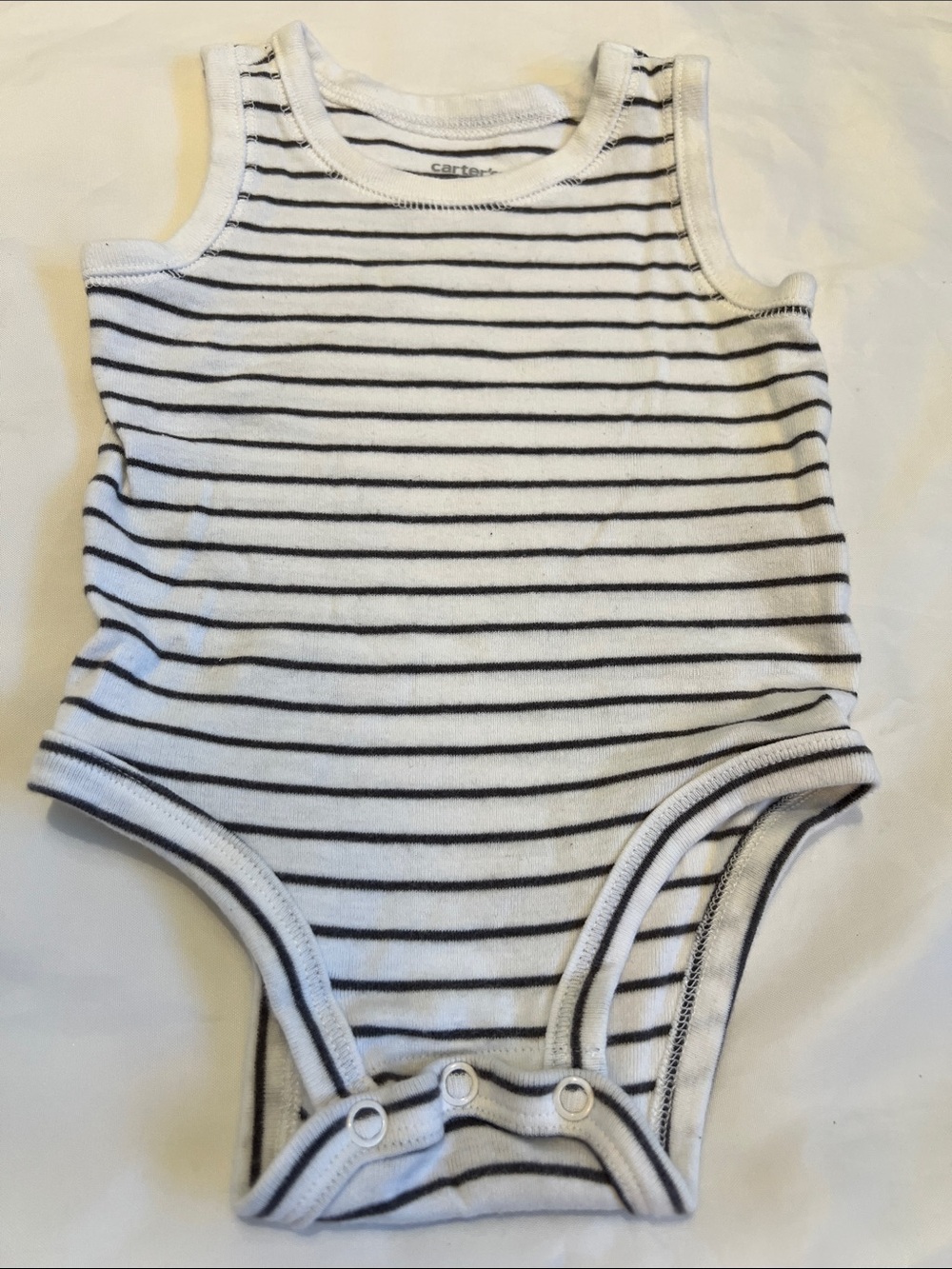 “Bundle 10/$13” Carter's 6M White and Black Striped Tank Bodysuit baby girl boy